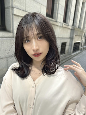 大人可愛い暗髪ミディアムヘア/銀座/有楽町30代40代50代