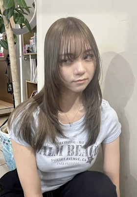 透明感オリーブグレージュ×韓国ザクザクレイヤー