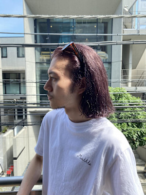 マッシュパーマ  アッシュブラック  ブルーグレージュ