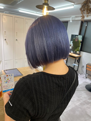 ハイトーン切りっぱなしボブ＊透明感カラーブルーラベンダー