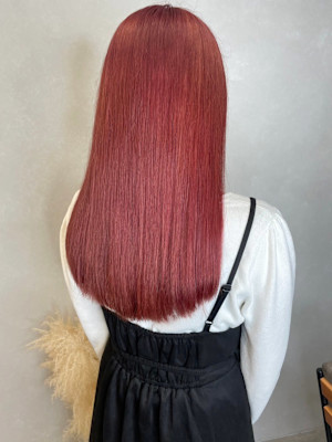 ハイトーンカラーロングピンクベージュ＊ストレートヘア