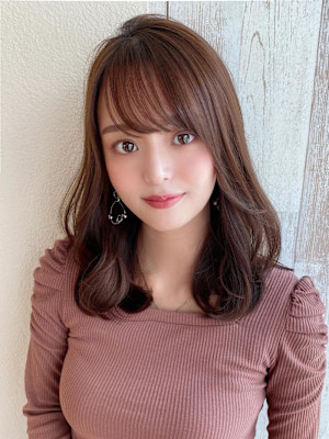 30代/40/小顔ヘア/前髪/アンブレラカラー/こなれミディ