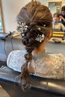 結婚式およばれヘアー編みおろし