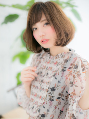 【仙台 Nelu】暖色系カラー×ゆるふわボブパーマf