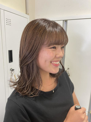 前髪/アンブレラカラー/こなれミディ/ウェーブパーマ