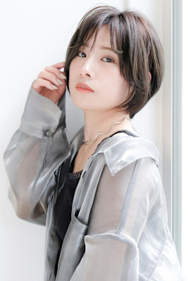 ★大人ショートボブ丸みショートカットマッシュショート前髪あり