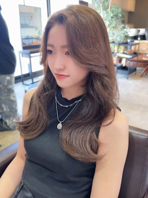 ヘーゼルベージュ　ヨシンモリ　かきあげバング　レイヤー