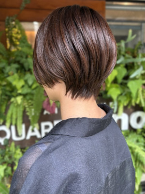 大人ショート　ブラウンカラー　20代30代　丸みショート