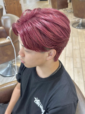 韓国風センターパート　ピンクヘアー