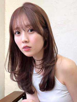 大人可愛い前髪カット/レイヤー/シースルー/20代/30代