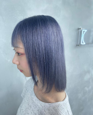 ブルー/ネイビー/シアーブルー/青/ミディアムボブ