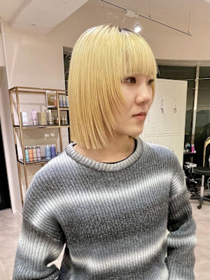 ぱつっとボブ×レイヤー×韓国ボブ×ハイトーン/齋藤