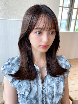 30代/40/小顔ヘア/前髪/アンブレラカラー/こなれミディ