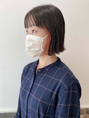 浅草　インナーカラー　オレンジ　20代30代40代