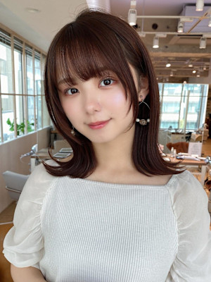 30代/40/小顔ヘア/前髪/アンブレラカラー/こなれミディ