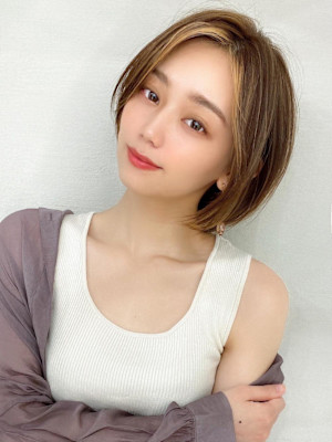 30代/40代/小顔ヘア/前髪/こなれミディ