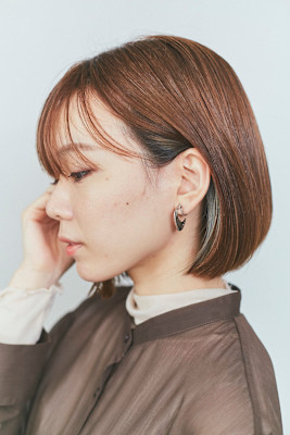 秋におすすめ！インナーカラー×ベージュ×ボブカット！ボブヘア