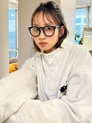 ヘアアレンジ/顎下ボブ/ベージュブラウン/Wカラー