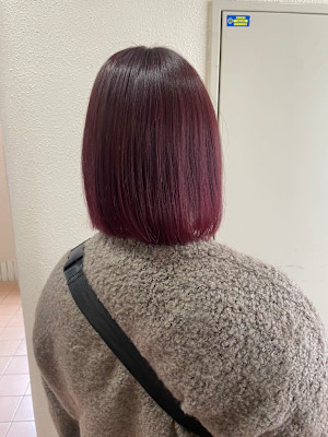 レッドブラウンボブケアブリーチダブルカラー所沢