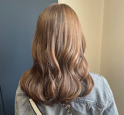 ミルクティーベージュミディアム前髪カットイメチェン所沢練馬