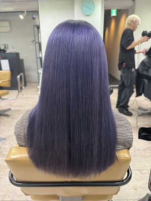 ブルーラベンダーロングレイヤー前髪イメチェン所沢練馬
