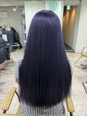 ブルーラベンダーロングレイヤーケアブリーチ前髪所沢