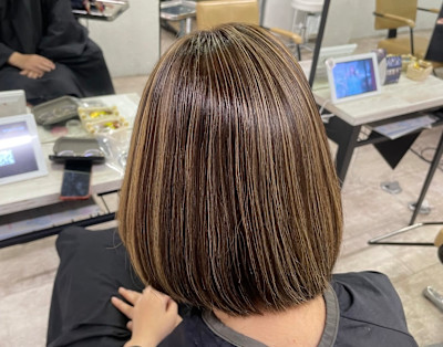 ハイライトベージュケアブリーチ前髪イメチェン所沢
