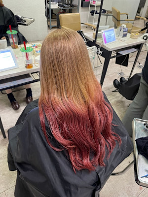 ミルクティー×ピンクグラデーションケアブリーチ所沢