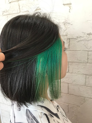 インナーカラーライトグリーンケアブリーチ所沢