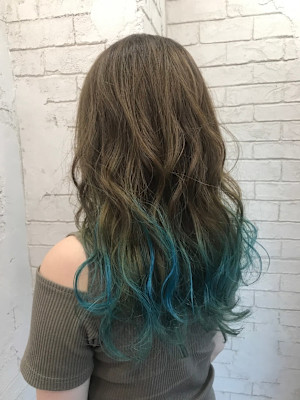 ターコイズブルーグラデーションケアブリーチ所沢