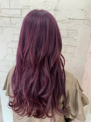 ピンクパープルロングレイヤーケアブリーチ所沢練馬