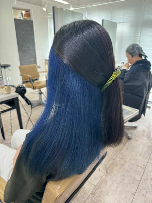 インナーネイビーブルーケアブリーチロングレイヤー所沢