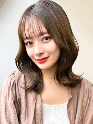 【艶感★シースルーバング】韓国 髪型 大人可愛いウェーブ巻き