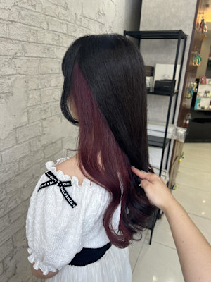 ブリーチインナーカラーピンクカラー透明感カラー池袋