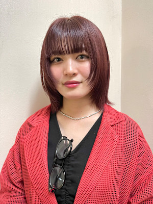 顔周りレイヤーボブ_暖色カラー