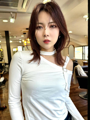 レイヤーカット/ワンカール/韓国/ブラウンベージュ