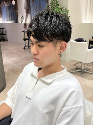 アップバングシャドーパーマ/無造作パーマ/アップバング