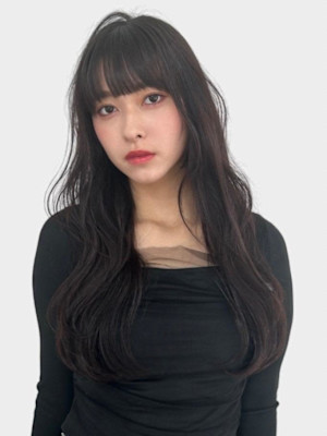 地毛風ブルーブラック韓国風ウェーブヘア