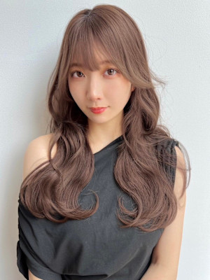 ふんわりピンクベージュロングレイヤー