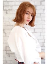 【ワンレンボブ】シースルーバング　オレンジ