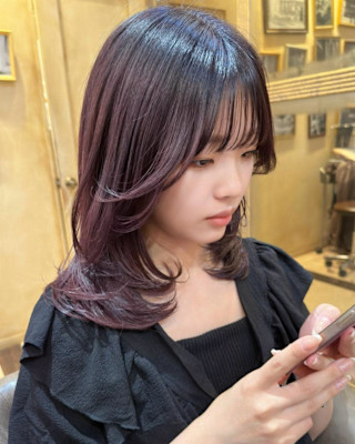 顔周りレイヤー_ボルドーカラー