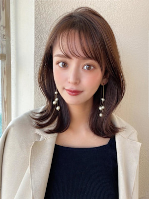 30代/40/小顔ヘア/前髪/アンブレラカラー/こなれミディ