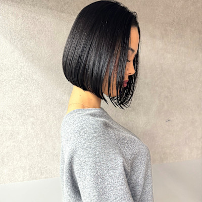 韓国レイヤー　レイヤーカット　暗髪カラー　グレージュ　艶髪