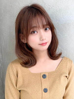 30代/40代/小顔ヘア/前髪/こなれミディ