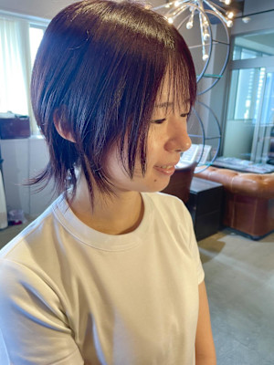 顔周りレイヤー/ウルフレイヤー/ボルドー