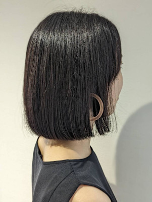 大人かわいい切りっぱなしボブ 髪質ケアトリートメント