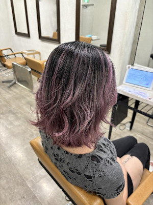 ピンクカラー/ハイライトグラデーション/池袋ハイトーン派手髪