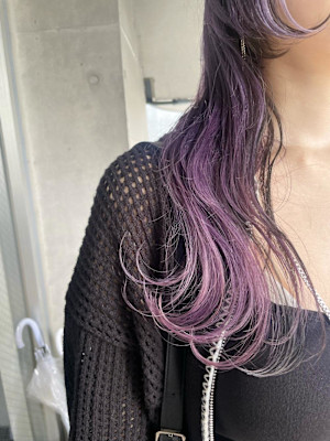 パープルカラー/顔まわりレイヤー/ハイトーン/ブリーチ