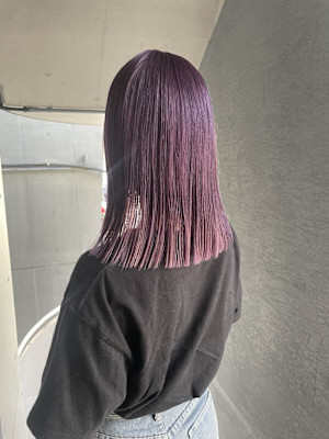 パープルカラー/顔まわりレイヤー/ハイトーン/ブリーチ