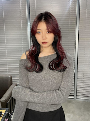 レッドカラー/顔まわりレイヤー/ハイトーン/ブリーチ